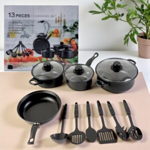 SET DE OLLAS DE 13 PIEZAS COLOR NEGRO
