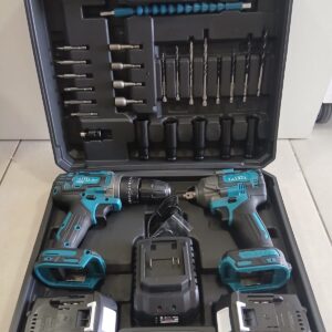 TALADRO+PISTOLA  DE IMPACTO CON ACCESORIOS AZUL